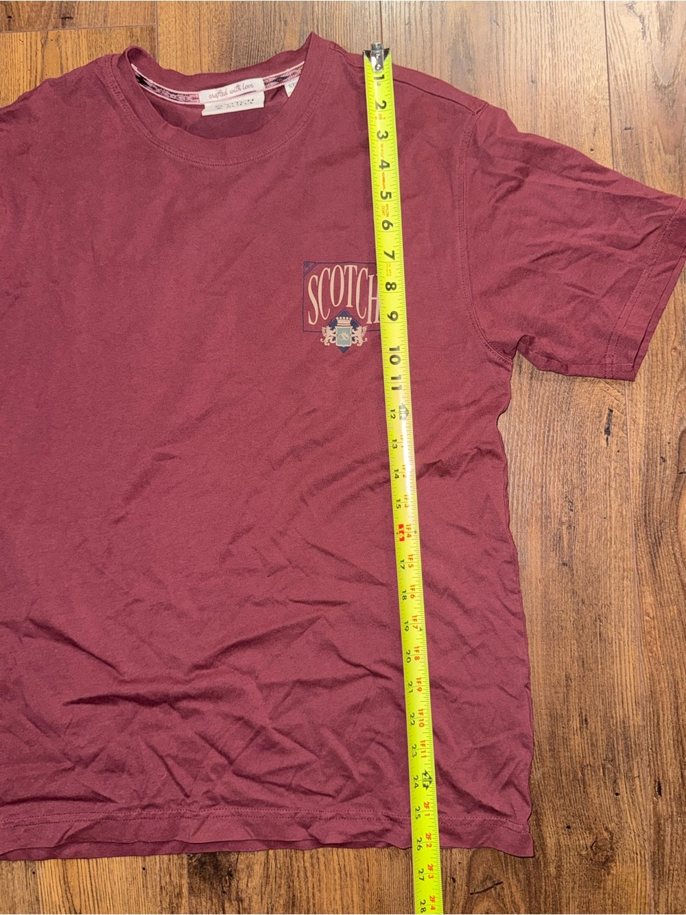 Scotch & Soda Amsterdam Graphic Logo T-Shirt Men’s Small Burgundy Short Sleeve - Picture 6 of 8